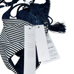 Skin new nwt French Breton blue white stripe bikini bottom bathing swim suit S